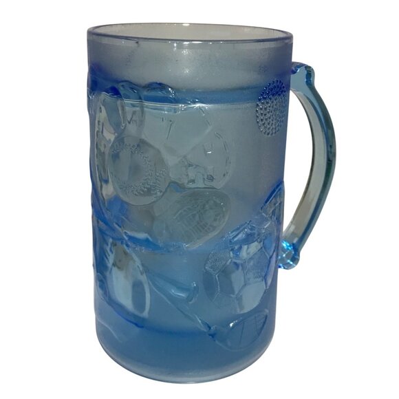 Blue Sports Themed Double Walled Frosty Freezer Mug 3.75" X 6" - Picture 1 of 8